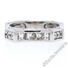 Image 1 : 14kt White Gold 0.71 ctw Princess and Round Diamond Squared Band Ring