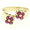 Image 3 : 14K Yellow Gold 0.60 ctw Dual 4 Blood Red Ruby Cluster Bypass Ring