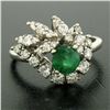 Image 2 : 14K White Gold 1.64 ctw F VS1 Prong Set Rich Green Emerald & Diamond Eye Shape C