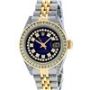 Image 2 : Rolex Ladies 2 Tone 14K Blue Vignette String Diamond Channel Set  Datejust Wrisw