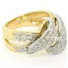 Image 4 : 18K Yellow Gold & Platinum .46 ctw Pave Set Diamond Open Swirl Cocktail Ring Sz