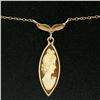 Image 4 : 14k Yellow Gold Marquise Carved Shell Cameo Fish Collier Choker Necklace