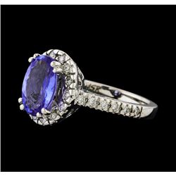 2.80 ctw Tanzanite and Diamond Ring - 14KT White Gold