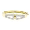 Image 1 : Estate 14K Solid Two Tone Gold Hinged Open Bangle Bracelet with Pave Diamonds