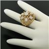 Image 8 : 14k Yellow Gold 2.25 ctw Large Beaded Round & Oval Opal Open Work Cocktail Ring