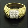 Image 2 : Estate 18k Yellow Gold E VVS2 1.01 ctw Pave Set Diamond Scalloped Ribbed Ring