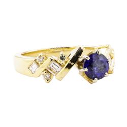 1.64 ctw Blue Sapphire And Diamond Ring - 14KT Yellow Gold