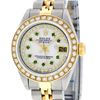 Image 1 : Rolex Ladies 2 Tone 18K MOP Emerald String Diamond Datejust Wristwatch With Role