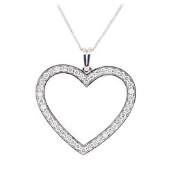 1.00 ctw Diamond Heart Shaped Pendant with Chain - 14KT White Gold