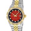 Image 2 : Rolex Mens 2 Tone 14K Red Vignette Pyramid Diamond Datejust Wristwatch