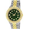 Image 2 : Rolex Mens 2 Tone Green VS 4 ctw Beadset Diamond Datejust Wristwatch with Rolex