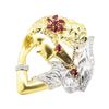 Image 1 : 0.79 ctw Ruby and Diamond Pendant-Pin - Platinum and 18KT Yellow Gold