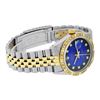 Image 3 : Rolex Mens 2 Tone 14K Blue Vignette String Pyramid Diamond Datejust Wristwatch