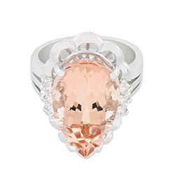 14KT White Gold 10.03 ctw Morganite and Diamond Ring