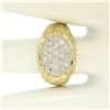 Image 3 : NEW Mens 14K Two Tone Gold Nugget Texture .60 ctw Oval Round Diamond Cluster Rin