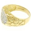 Image 9 : NEW Mens 14K Two Tone Gold Nugget Texture .60 ctw Oval Round Diamond Cluster Rin