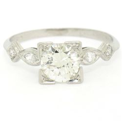 Antique Art Deco Platinum 1.30 ctw Old European Diamond Solitaire Engagement Rin