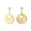 Image 1 : 0.02 ctw Diamond and Mother of Pearl Earrings - 14KT Yellow Gold