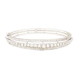 3.47 ctw Diamond Bangle Bracelet - 14KT White Gold