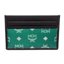 MCM Eden Green Reflective Nylon Leather Mini Card Case