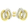 Image 1 : 18K Two Tone Gold Stationary Dual Interlocking Oval Knot Stud Post Earrings 8.6g