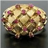 Image 8 : 18K Yellow Gold 0.70 ctw Cabochon Ruby Cluster Checkerboard Cocktail Ring