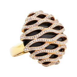 1.65 ctw Diamond and Onyx Ring - 18KT Rose Gold