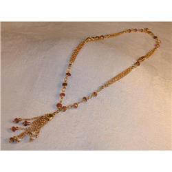 Estate 14K YG Gold Seed Pearl Amethyst Necklace #861935