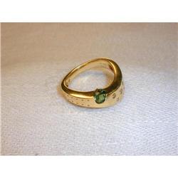 Estate 14K YG Green Tourmaline Diamond Ring #861937