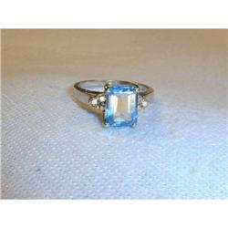 Rare Estate 14K WG Diamond Blue Topaz Ring #861944
