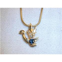 Estate 14K YG Sapphire Diamond Swan Pendant #861950