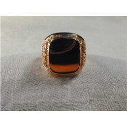 14K Rose Pink Solid Gold Filigree Mens Ring #861951