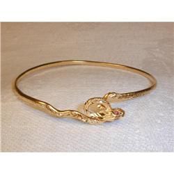 Estate 14K YG Gold Ruby Snake Wire Bangle #861954