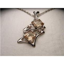 Estate 18K WG Pink Tourmaline Diamond Pendant #861964