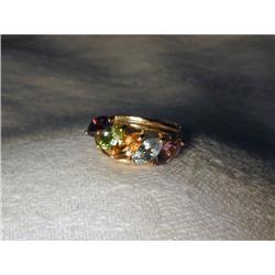 Estate 14K Amethyst Topaz Citrine Peridot Ring  #861970