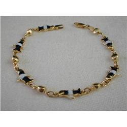 Estate 14K YG Gold Enamel Penguin Bracelet #861977