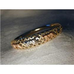 Estate 14K Tri-Color Solid Gold Panther Bangle  #861978