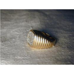 Estate 14K YG Yellow Gold Diamond Mens Ring #861981