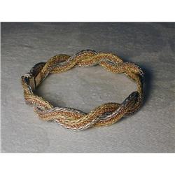 Estate 14K 3-Color Woven Braided Mesh Bracelet #861985