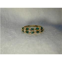 Estate 14K YG Diamond Emerald Stacking Ring #861987