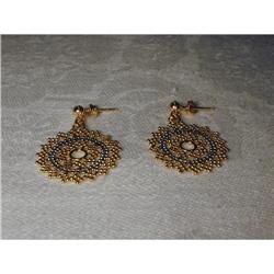 Estate 14K Filigree Popcorn Chandelier Earrings #861990