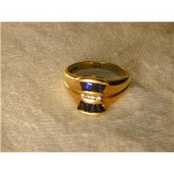 Rare Estate 14K YG Sapphire Diamond Bow Ring #862000