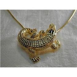 Estate 14K YG Alligator Crocodile Pendant Slide #862003