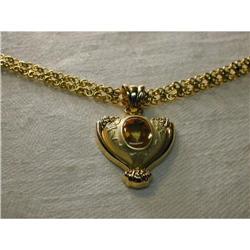 Estate 14K YG Etruscan Citrine Pendant Slide #862006