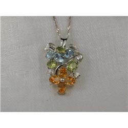 Estate 18K WG Peridot Topaz Citrine Pendant #862014