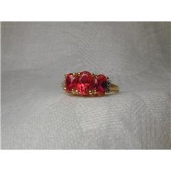 Lovely Estate 14K YG Rubies Diamond Ring Band #862018