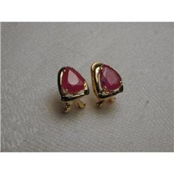 Rare Estate 14K YG Gold Tear Drop Ruby Earrings #862020