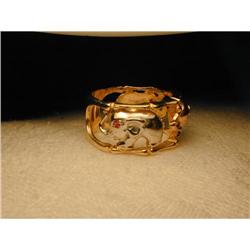 Estate 14K Tri-Color Gold Ruby Elephant Band #862024
