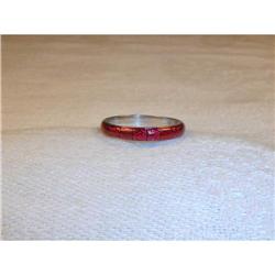 18K Gold Hidalgo Insert Burgundy Enamel Ring #862025