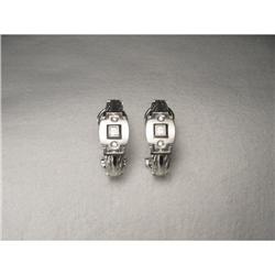 Estate 14K WG Diamond Cable Wire Earrings #862033